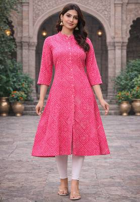A-line rayon printed kurta for women and girs 1