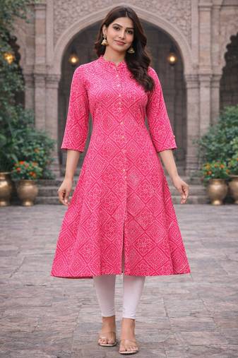 A-line rayon printed kurta for women and girs