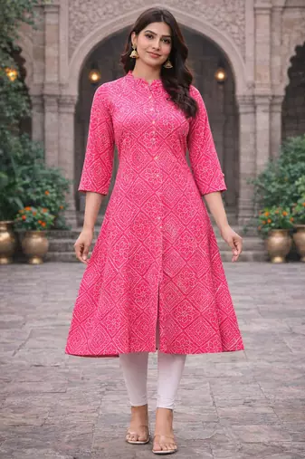 A-line rayon printed kurta for women and girs