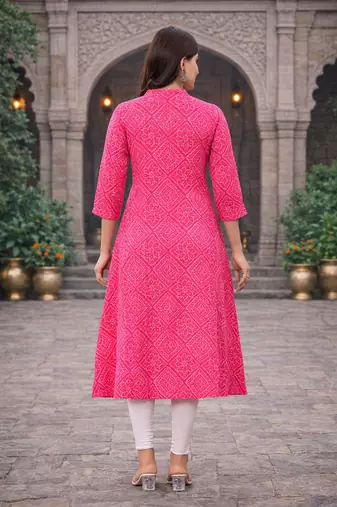 A-line rayon printed kurta for women and girs