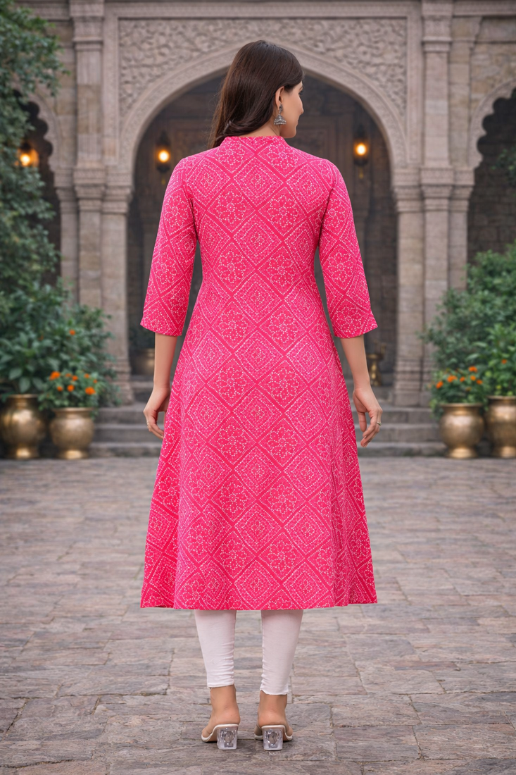 A-line rayon printed kurta for women and girs