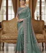 Beautiful Sequence Embroidered Georgette Women's Saree With Blouse Set 