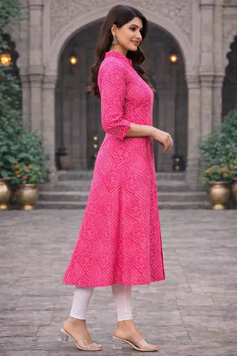 A-line rayon printed kurta for women and girs