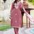 Onion pink women cotton embroidered kurti pant with organza printed dupatta set | ethnic wear suit set