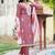 Onion pink women cotton embroidered kurti pant with organza printed dupatta set | ethnic wear suit set