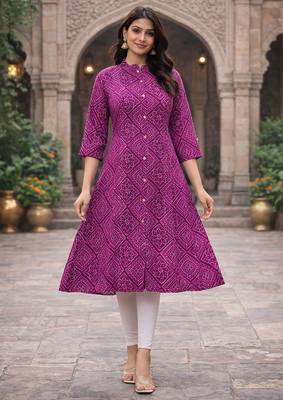 A-line rayon printed kurta for women and girs 1