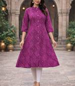 A-line rayon printed kurta for women and girs