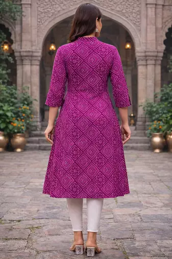 A-line rayon printed kurta for women and girs
