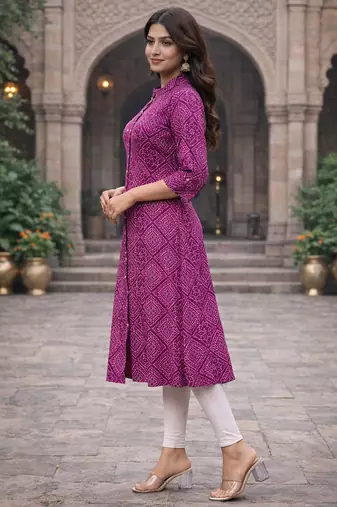 A-line rayon printed kurta for women and girs