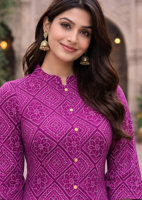 A-line rayon printed kurta for women and girs 4