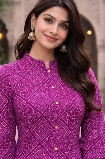 A-line rayon printed kurta for women and girs