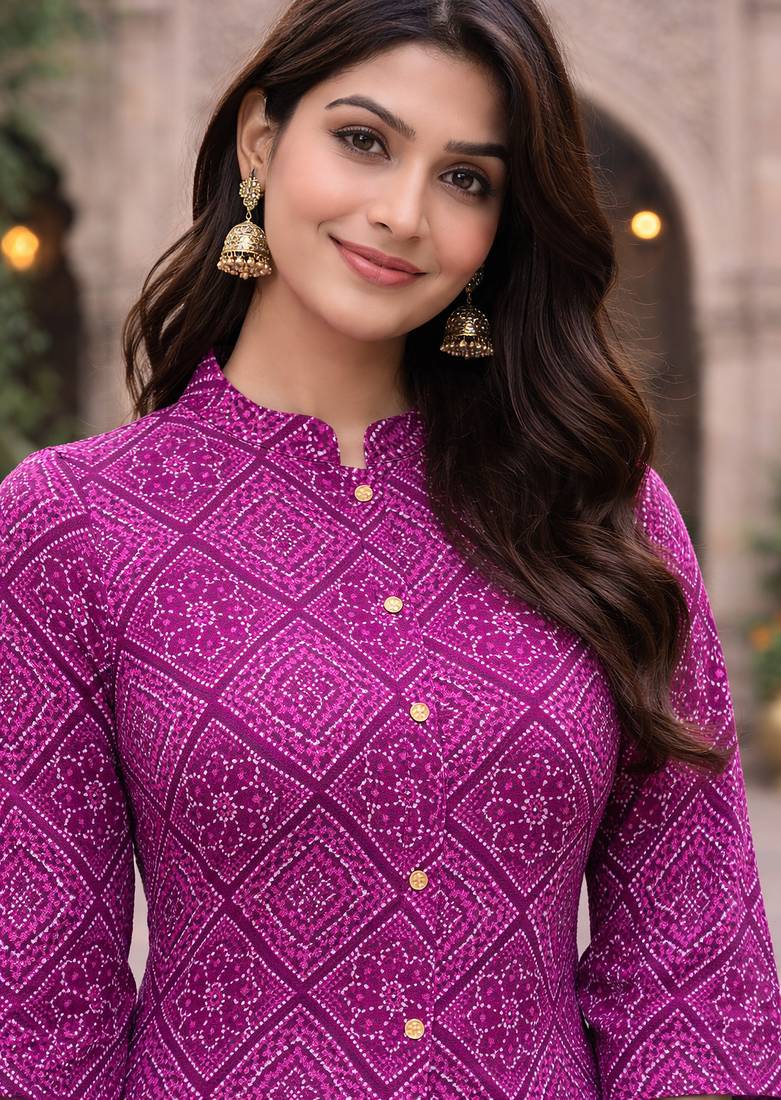 A-line rayon printed kurta for women and girs