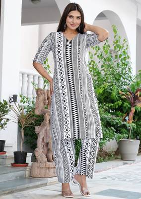 Straight rayon printed kurta with pant for women and girls 2