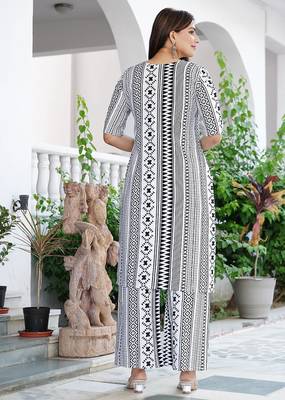 Straight rayon printed kurta with pant for women and girls 3