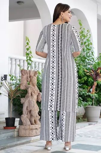 Straight rayon printed kurta with pant for women and girls