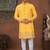 yellow  classic sherwani set with daman flower booti computer amrodery work with less work, & fancy botton