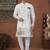 cream colour classic sherwani set with daman flower booti computer amrodery work with less work, & fancy botton