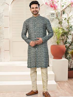 mix colourdigital printed jackard classic sherwani set with thred work & fancy batan 1