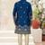c. blue  classic sherwani set with daman flower booti computer amrodery work with less work, & fancy botton