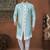 Firozi & off whitehavy jacket style attached indowestern   set with thred work & fancy botton