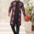 Blackdigital printed jacket style attached indowestern   set with thred work & fancy batan