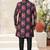 Blackdigital printed jacket style attached indowestern   set with thred work & fancy batan