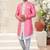 Pink & off whitehavy jacket style attached indowestern   set with thred work & fancy botton