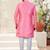 Pink & off whitehavy jacket style attached indowestern   set with thred work & fancy botton