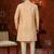Peach  havy jacket style attached indowestern   set with thred work & fancy botton