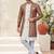 Off white & multy colourdigital printed jacket style attached indowestern   set with thred work & fancy batan