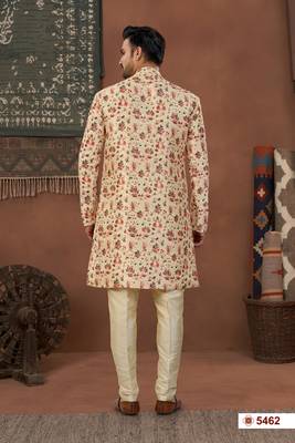 Fowndigital printed jacket style attached indowestern   set with thred work & fancy batan 3