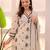 Cream women georgette embroidered kurti pant with lace dupatta set | stylish ethnic suit set