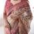 Handloom beige cotton saree with maroon blouse, pomegranate floral print & village tale pallu
