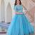 Sky blue designer embroidered gold crush anarkali gown – party wear