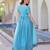 Sky blue designer embroidered gold crush anarkali gown – party wear