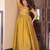 Yellow designer embroidered gold crush anarkali gown – party wear