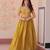 Yellow designer embroidered gold crush anarkali gown – party wear