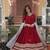 Red embroidered faux blooming anarkali gown with zari sequins     party wear