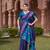 blue silk blend saree with woven work