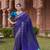 blue silk blend saree with woven work