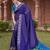 blue silk blend saree with woven work