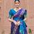 blue silk blend saree with woven work