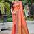 peach orange soft silk woven work traditional saree