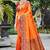 saffron orange soft silk woven work traditional saree