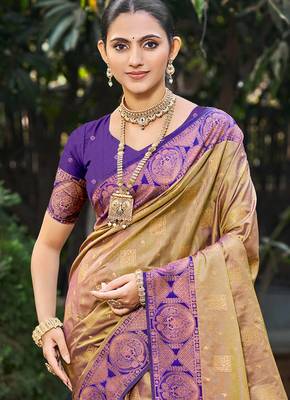 royal purple soft silk woven work traditional saree 2