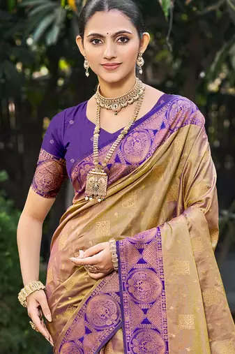 royal purple soft silk woven work traditional saree