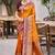 mustard orange soft silk woven work traditional saree