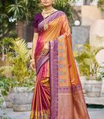 magenta pink soft silk woven work traditional saree