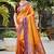 rust orange soft silk woven work traditional saree