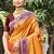 rust orange soft silk woven work traditional saree